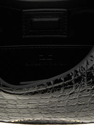 Elisabetta Franchi Crocodile-print Half-moon Shoulder Bag In Black