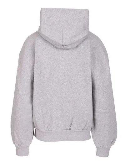 Balenciaga Zip Front Hoodie With Contrast Logo And Ribbed Details In Gray