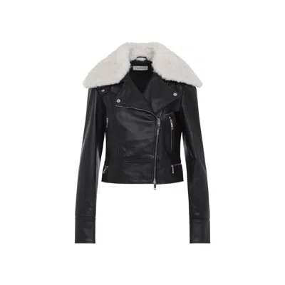 Sportmax Toscana Cropped Leather Biker Jacket In Black