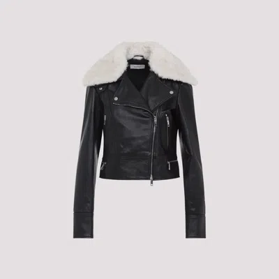 Sportmax Toscana Cropped Leather Biker Jacket In Black