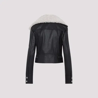 Sportmax Toscana Cropped Leather Biker Jacket In Black