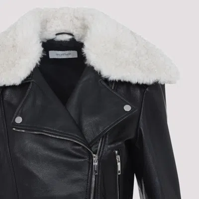 Sportmax Toscana Cropped Leather Biker Jacket In Black