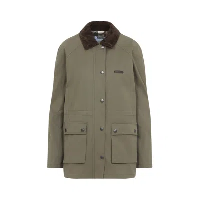 Moschino Logo Label Jacket With Elbow Patches In Green
