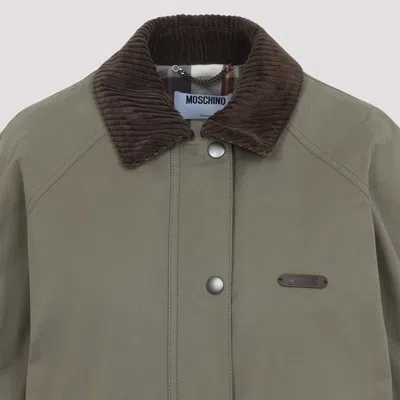 Moschino Logo Label Jacket With Elbow Patches In Green