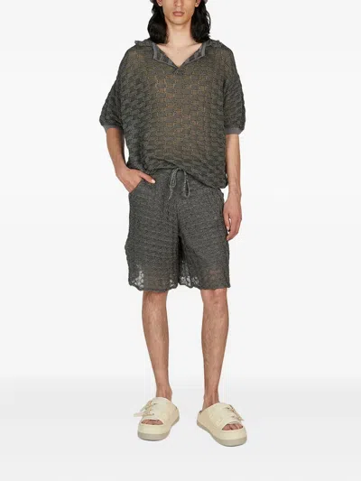 Isa Boulder Grid Knit T-shirt In Gray