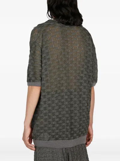 Isa Boulder Grid Knit T-shirt In Gray