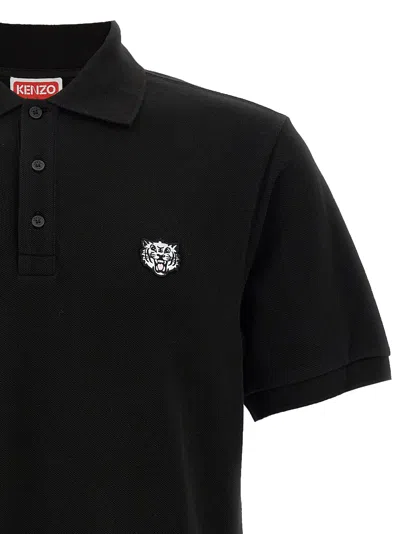 Kenzo Men's Gots Happy Tiger Embroidered Slim Polo In Black