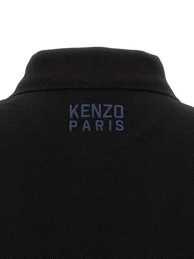 Kenzo Men's Gots Happy Tiger Embroidered Slim Polo In Black