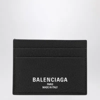 Balenciaga Black Credit Cardholder In Hammered Leather