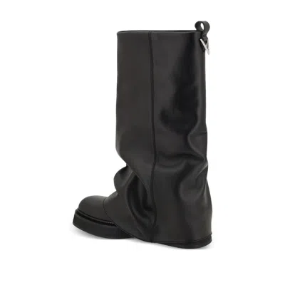 Attico 'robin' Black Boots With Square Toe And Logo Plaque On The Rear