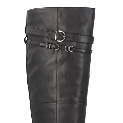 Pinko Knee-high Nappa Leather Boots With Heel And Strap In Black