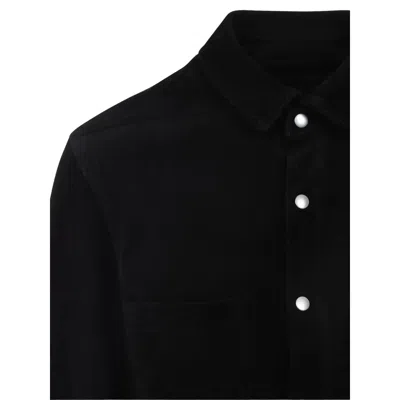 Rick Owens Leather Outershirt With Pockets And Collar