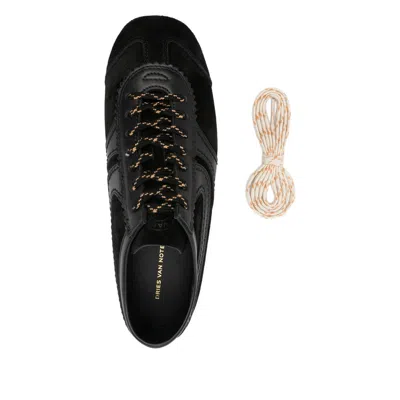 Dries Van Noten Suede Texture Sneakers Featuring Contrast Stitching