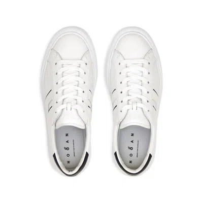 Hogan White Leather Sneakers With Logo Design And Rubber Sole