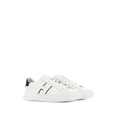 Hogan White Leather Sneakers With Logo Design And Rubber Sole