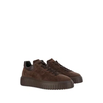 Hogan Brown Suede Sneakers With Padded Collar In Brown