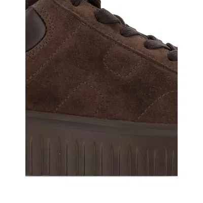 Hogan Brown Suede Sneakers With Padded Collar In Brown