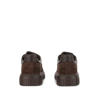 Hogan Brown Suede Sneakers With Padded Collar In Brown
