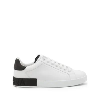 Dolce & Gabbana White Leather Portofino Sneakers In White