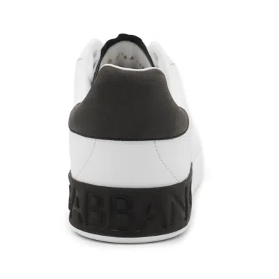 Dolce & Gabbana White Leather Portofino Sneakers In White