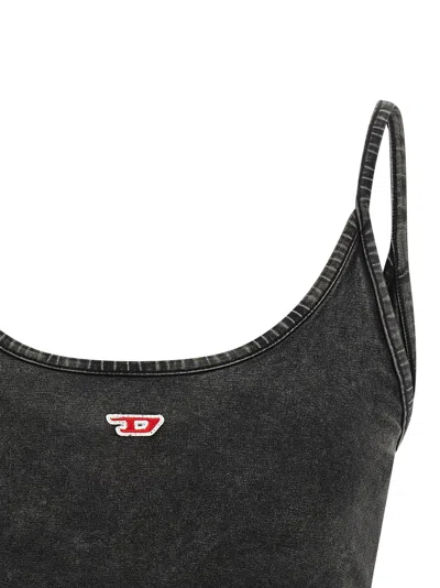 Diesel Denim-look Vest Top With Wrap Ties In Black