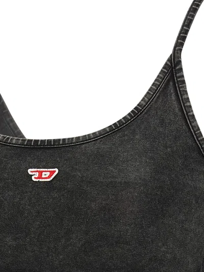 Diesel Denim-look Vest Top With Wrap Ties In Black