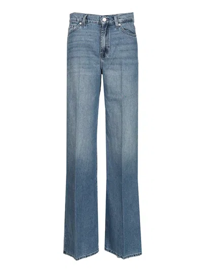 7 For All Mankind Lotta Hilo Straight Fit 5 Pocket Jeans Blue In Blue
