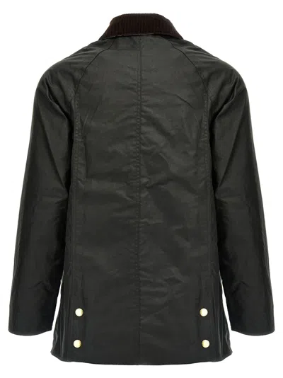 Barbour Waxed Cotton Casual Jacket With Corduroy Collar In Green