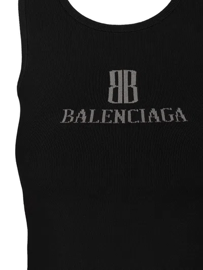 Balenciaga Black Nano Bb Tank Top In Black