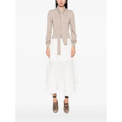 Lemaire Tied-neck Button-detail Top In Gray