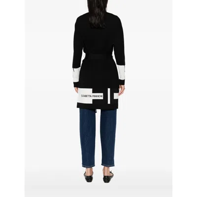 Elisabetta Franchi Stripe-panel Belted Cardigan In Black