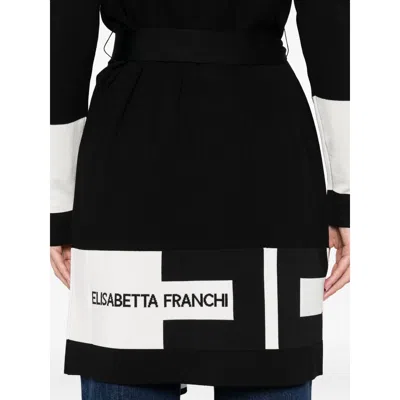 Elisabetta Franchi Stripe-panel Belted Cardigan In Black