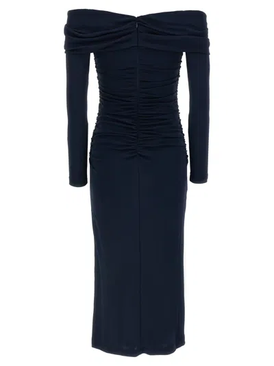 Carolina Herrera 'off-shoulder 3/4 Slv Ruched Midi' Dress