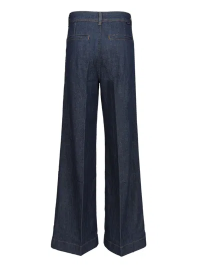 7 For All Mankind Pleated Wide Leg 5 Pocket Jeans Blue In Blue