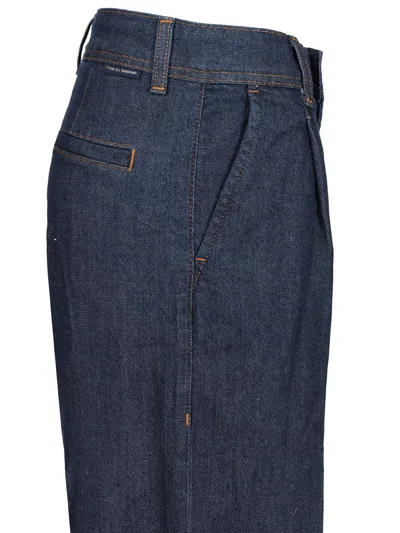7 For All Mankind Pleated Wide Leg 5 Pocket Jeans Blue In Blue