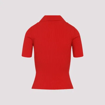 Courrèges Red Viscosa Blend Polo Shirt In Red