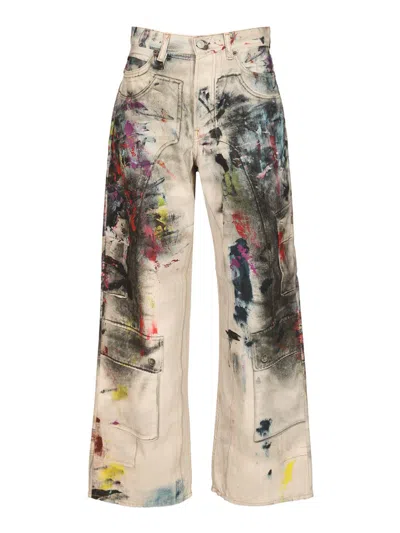 Acne Studios Print Wide Leg Trousers White