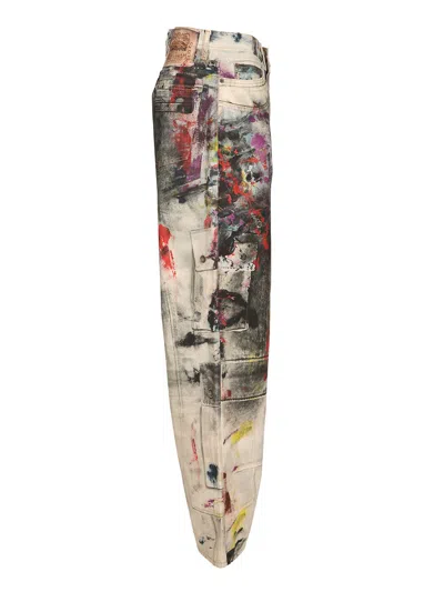 Acne Studios Print Wide Leg Trousers White
