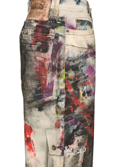 Acne Studios Print Wide Leg Trousers White