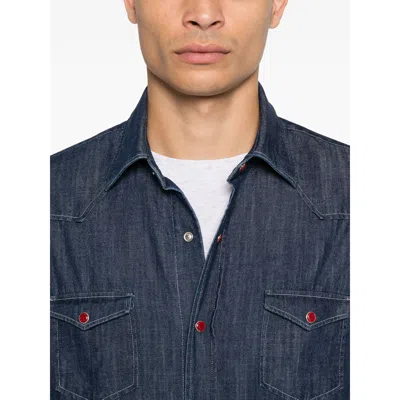 Barba Napoli Chest-pocket Denim Shirt In Blue