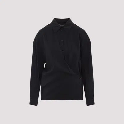 Lemaire Black Straight Collar Twisted Shirt