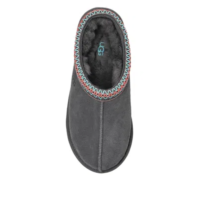 Ugg Tasman Ii Suede Slippers With Embroidered Trim In Gray