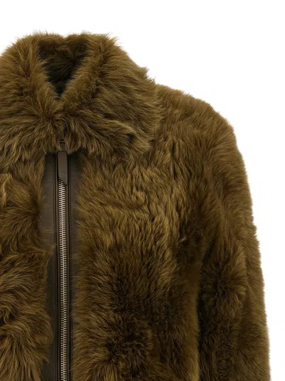 Tom Ford Women Brown Jacket With Adjustable Belt On The Waist In Fur Woman In Gray