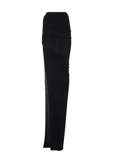 Rick Owens Flowing Maxi Skirt With Sheer Panel And High Waist