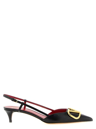 Valentino Pointed Toe Slimback Pump With Vintage-effect Brass Detail