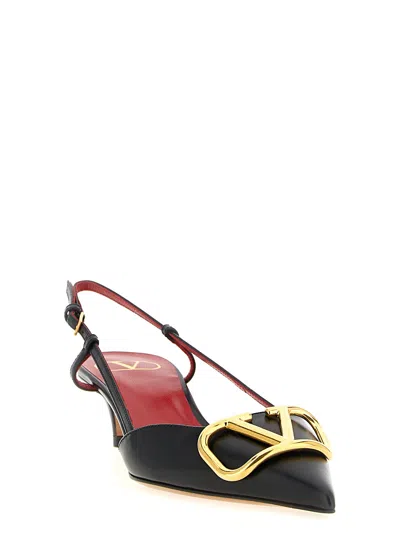 Valentino Pointed Toe Slimback Pump With Vintage-effect Brass Detail