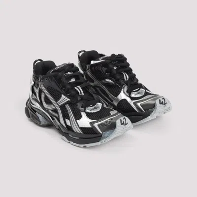 Balenciaga Mesh Runner Sneakers Embossed Size In Black