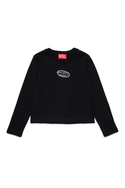 Diesel Pullover Misto Cashmere Con Ricamo Oval D In Black
