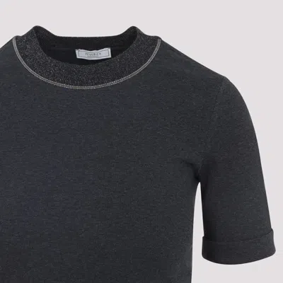 Peserico Ribbed Crew Neck T-shirt With Lurex Detail