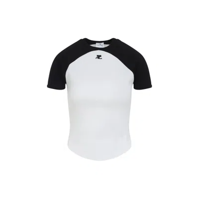Courrèges Circle Contrast Cotton Jersey T-shirt In Multi